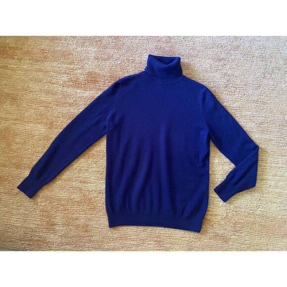 Talbots Petites Pure Cashmere Turtleneck Sweater Blue MP Medium Petite Soft Warm - Picture 1 of 6